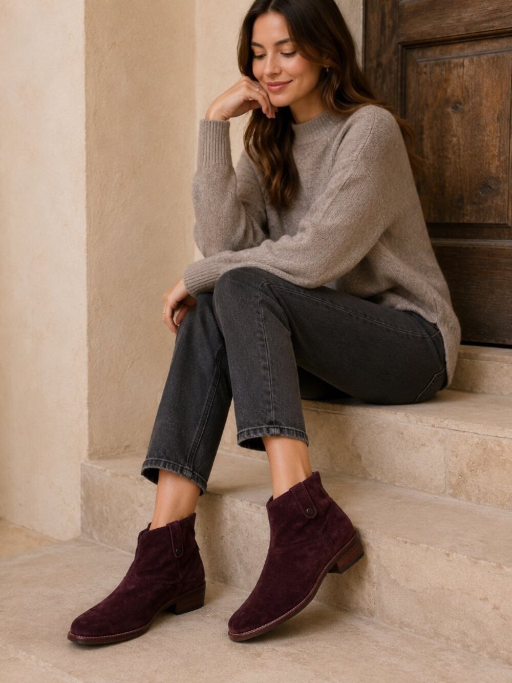 Johnston & Murphy Burgundy Stephanie Stitched Ankle Bootie 9